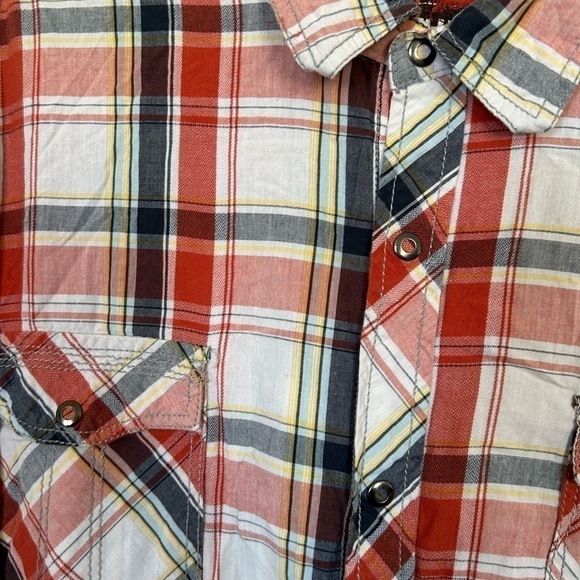 Skully XXL Mems button down plaid western/equestrian, shirt roll tab sleeves - Picture 3 of 8